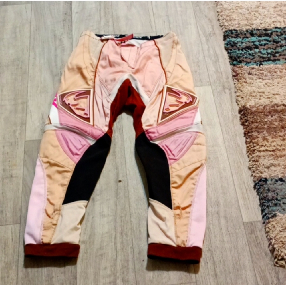 Womens Pink Pants brown Moto Bike protection Wear gear sz 9/10 THOR